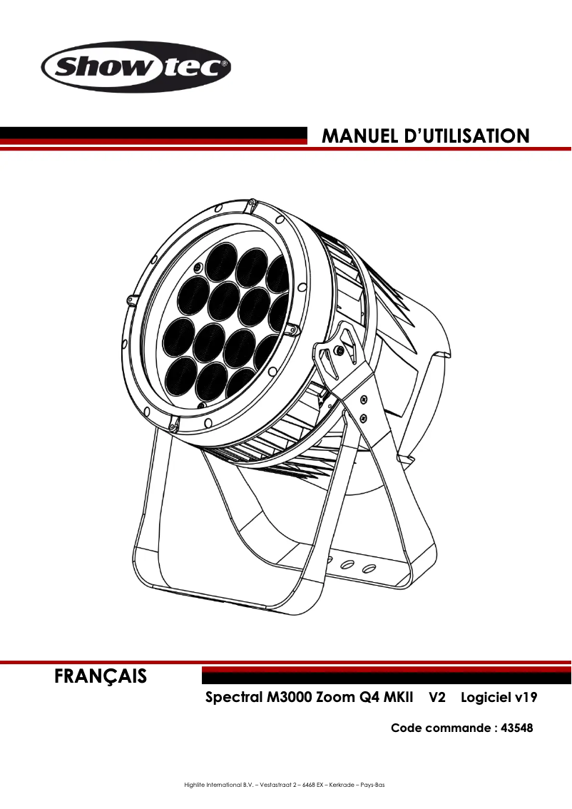 Page 1 de la notice Manuel utilisateur Showtec Spectral M3000 Zoom Q4 MKII