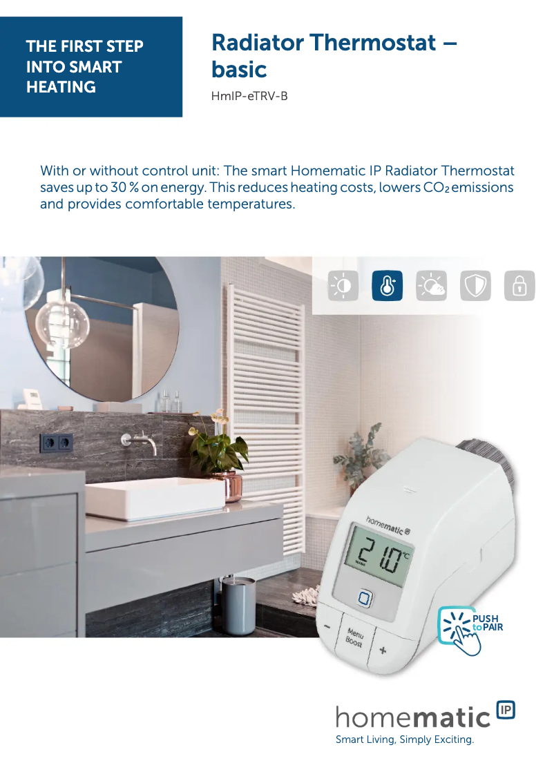 Page 1 de la notice Fiche technique Homematic IP HmIP-eTRV-B-UK