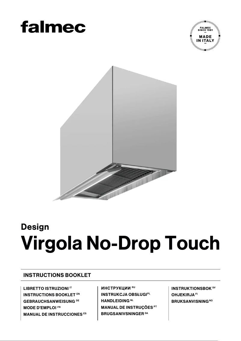 Page 1 de la notice Manuel utilisateur Falmec Virgola No-Drop Touch
