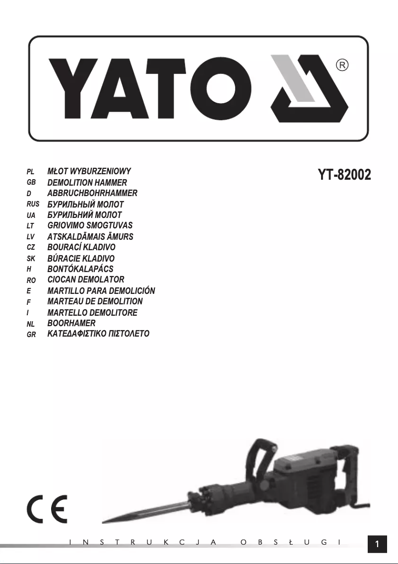 Page 1 de la notice Manuel utilisateur Yato YT-82002