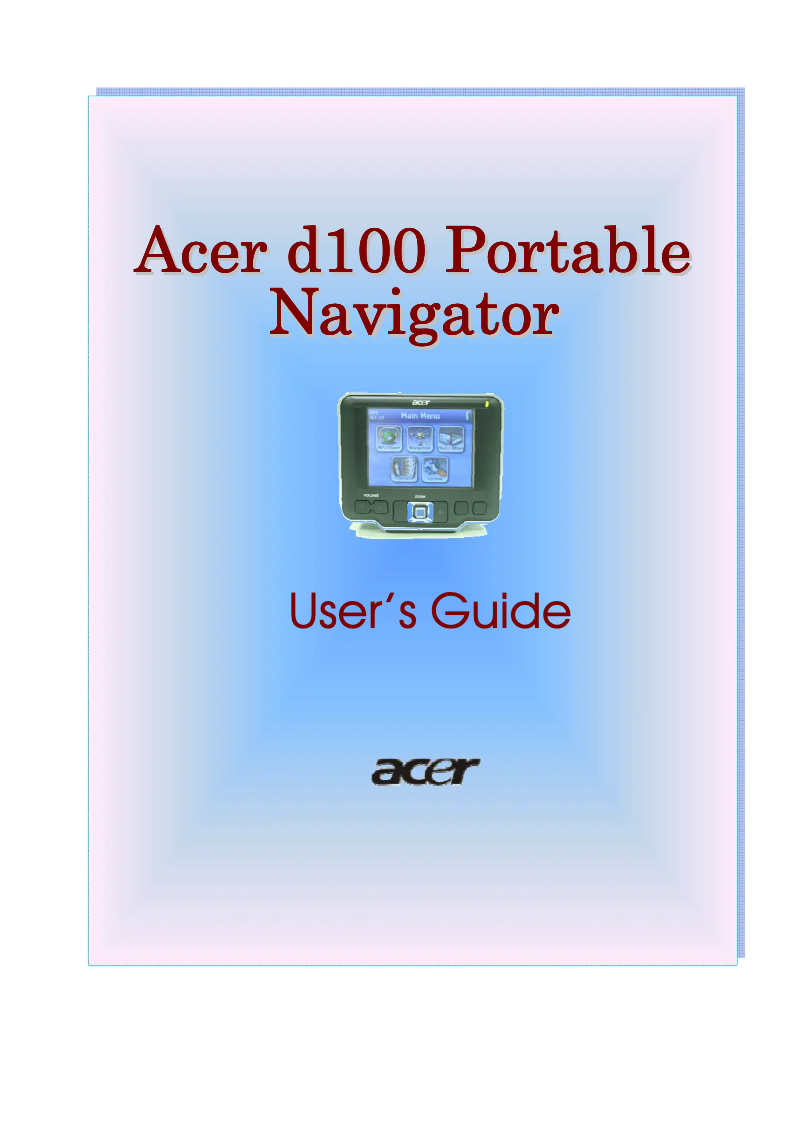 Page n°1 - Manuel utilisateur Acer D100