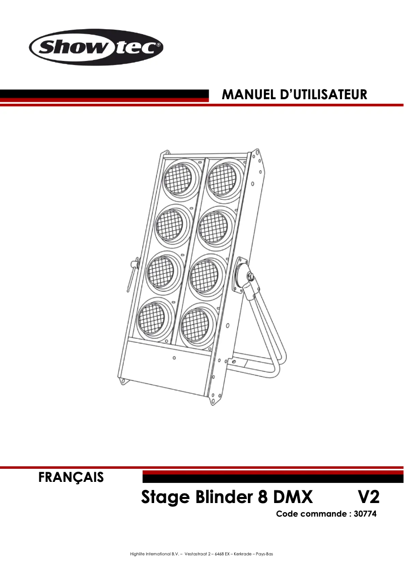 Page n°1 - Manuel utilisateur Showtec Stage Blinder 8 DMX