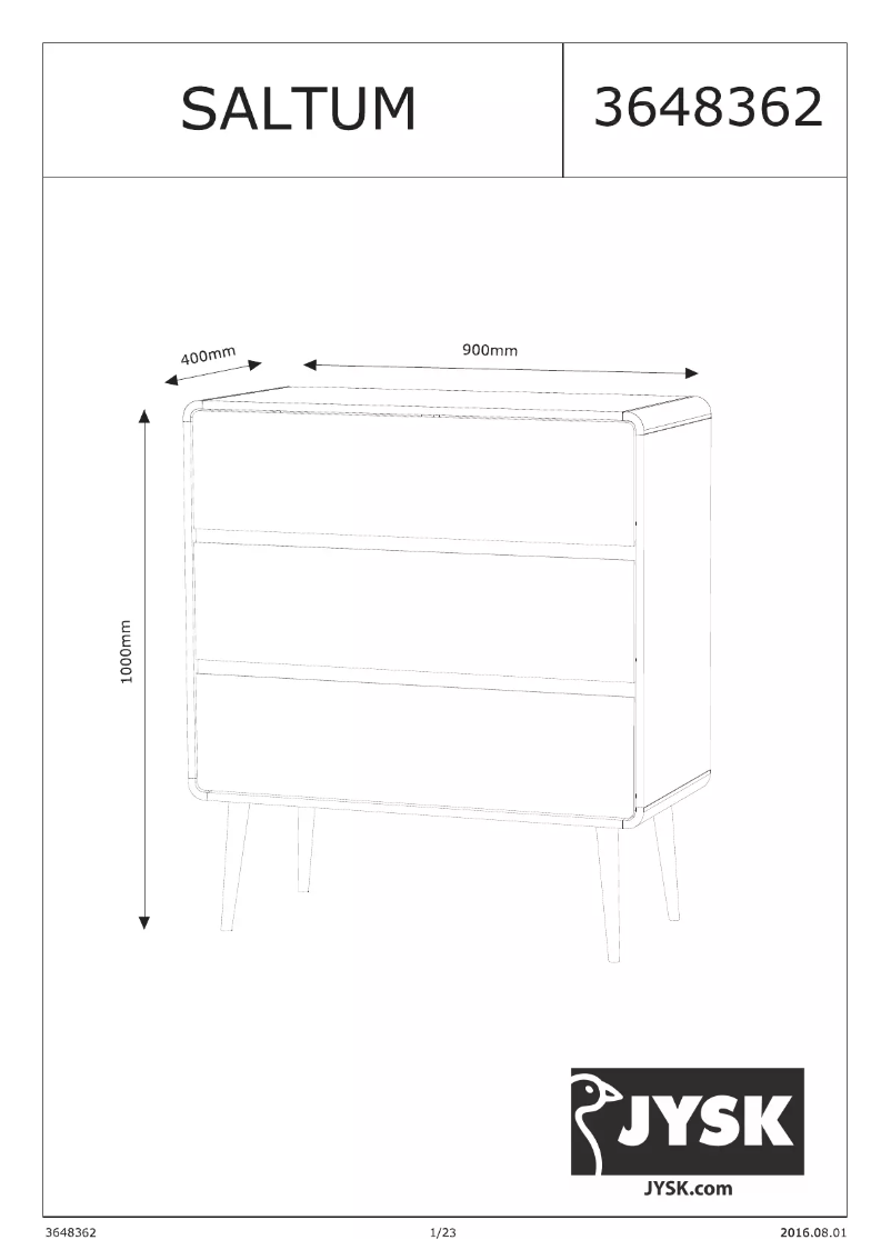 Page 1 de la notice Manuel utilisateur JYSK Saltum (90x100x40)