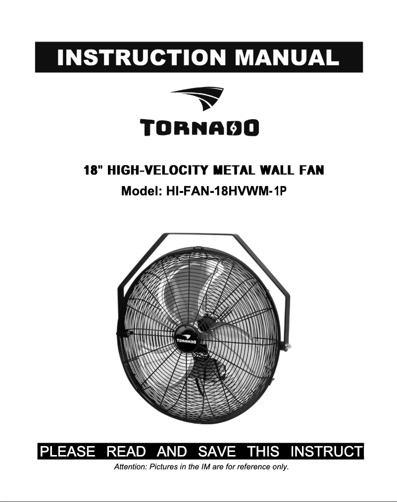 Page 1 de la notice Manuel utilisateur Tornado HI-FAN-18HVWM-1P
