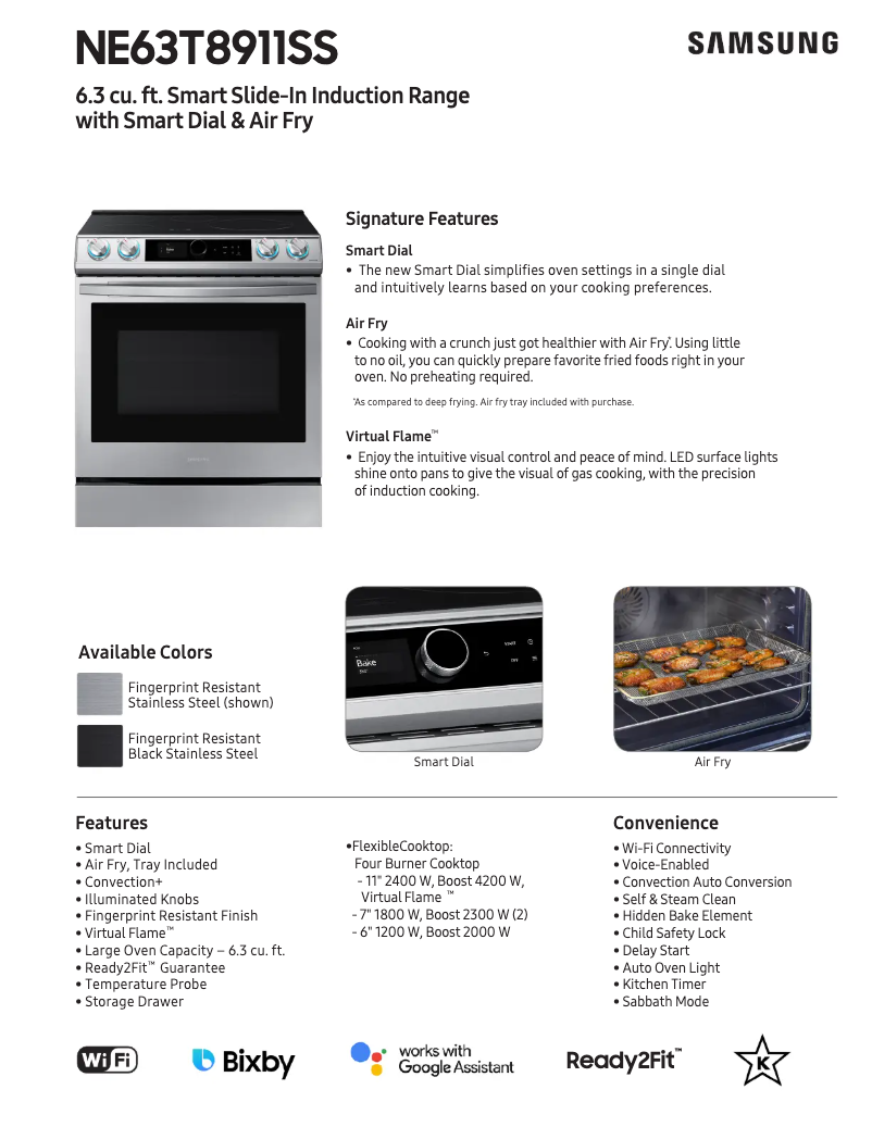 Page 1 de la notice Fiche technique Samsung NE63T8911SG
