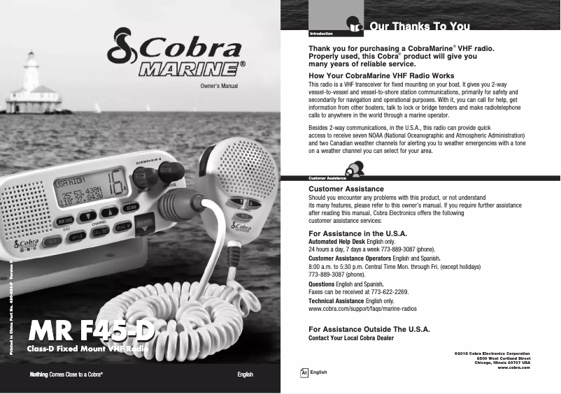 Page 1 de la notice Manuel utilisateur Cobra MR F45-D