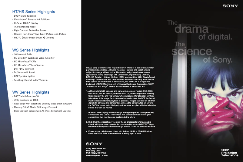 Page 1 de la notice Brochure Sony KP-61HS30