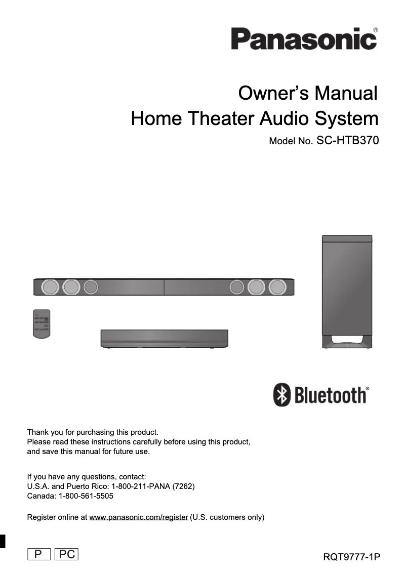 Page 1 de la notice Manuel utilisateur Panasonic SC-HTB370