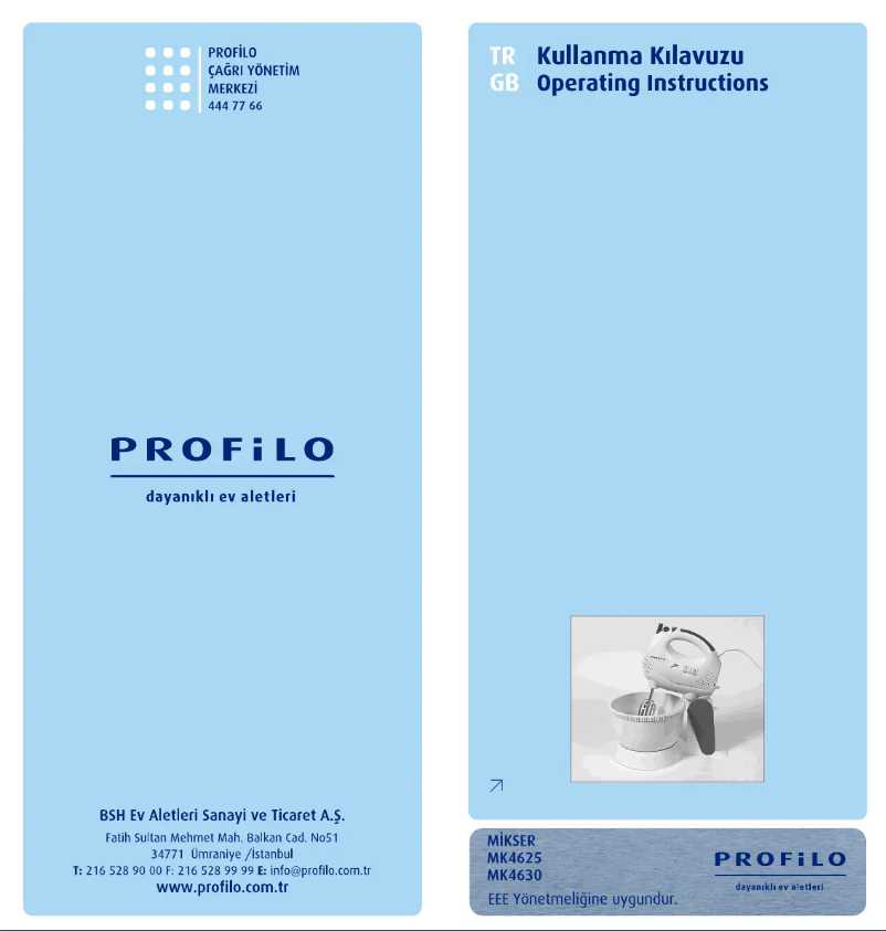 Page 1 de la notice Manuel utilisateur Profilo MK4630