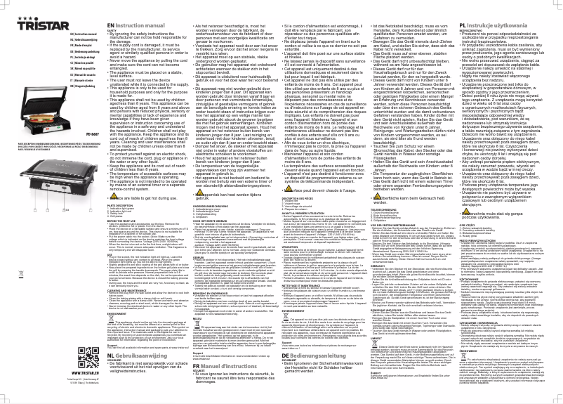 Page 1 de la notice Manuel utilisateur TriStar PD-8607