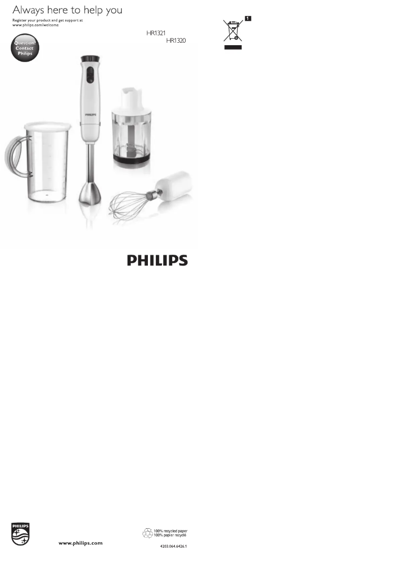 Image de la première page du manuel de l'appareil HR1321