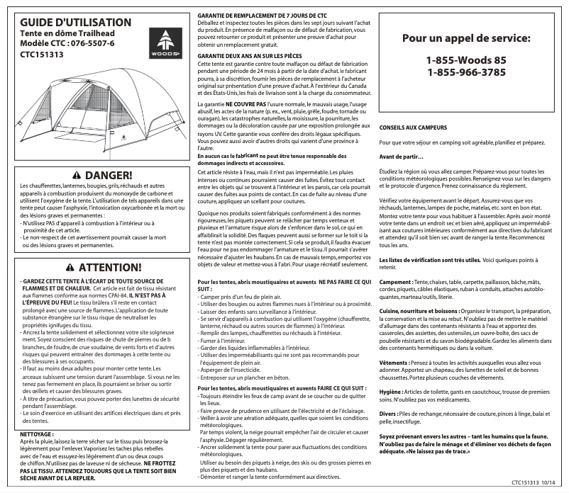 Page 1 de la notice Manuel utilisateur Wood's Trailhead 8