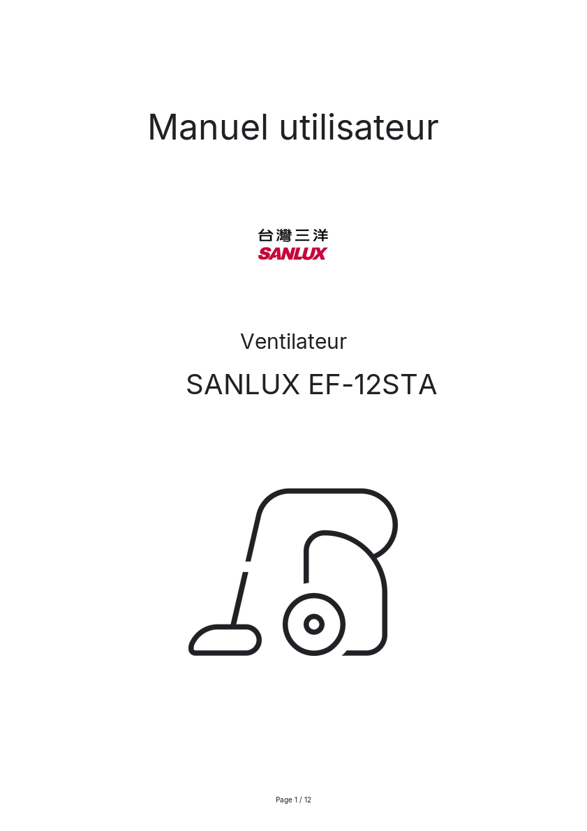 Page n°1 - Manuel utilisateur 三洋SANLUX EF-12STA