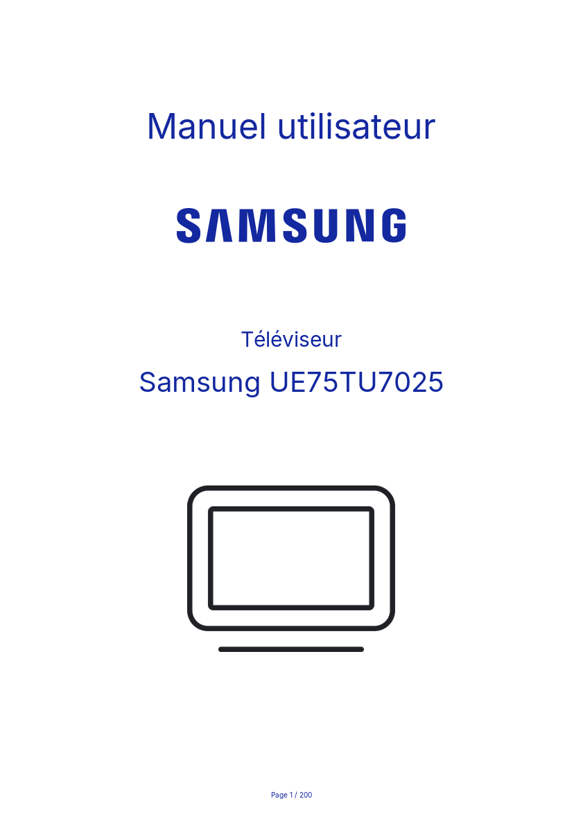 Image de la première page du manuel de l'appareil UE75TU7025
