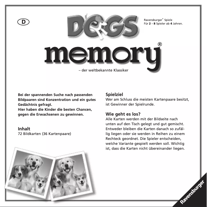 Page n°1 - Manuel utilisateur Ravensburger Doggs memory