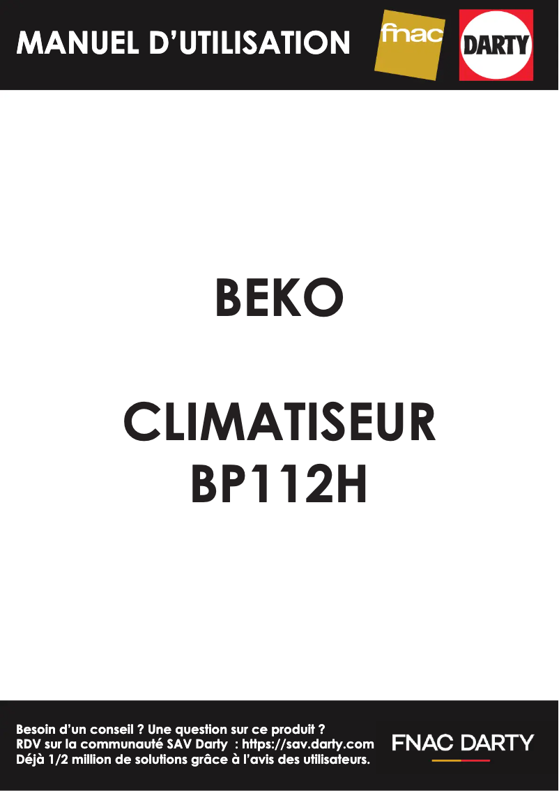 Page 1 de la notice Manuel utilisateur Beko BP112H