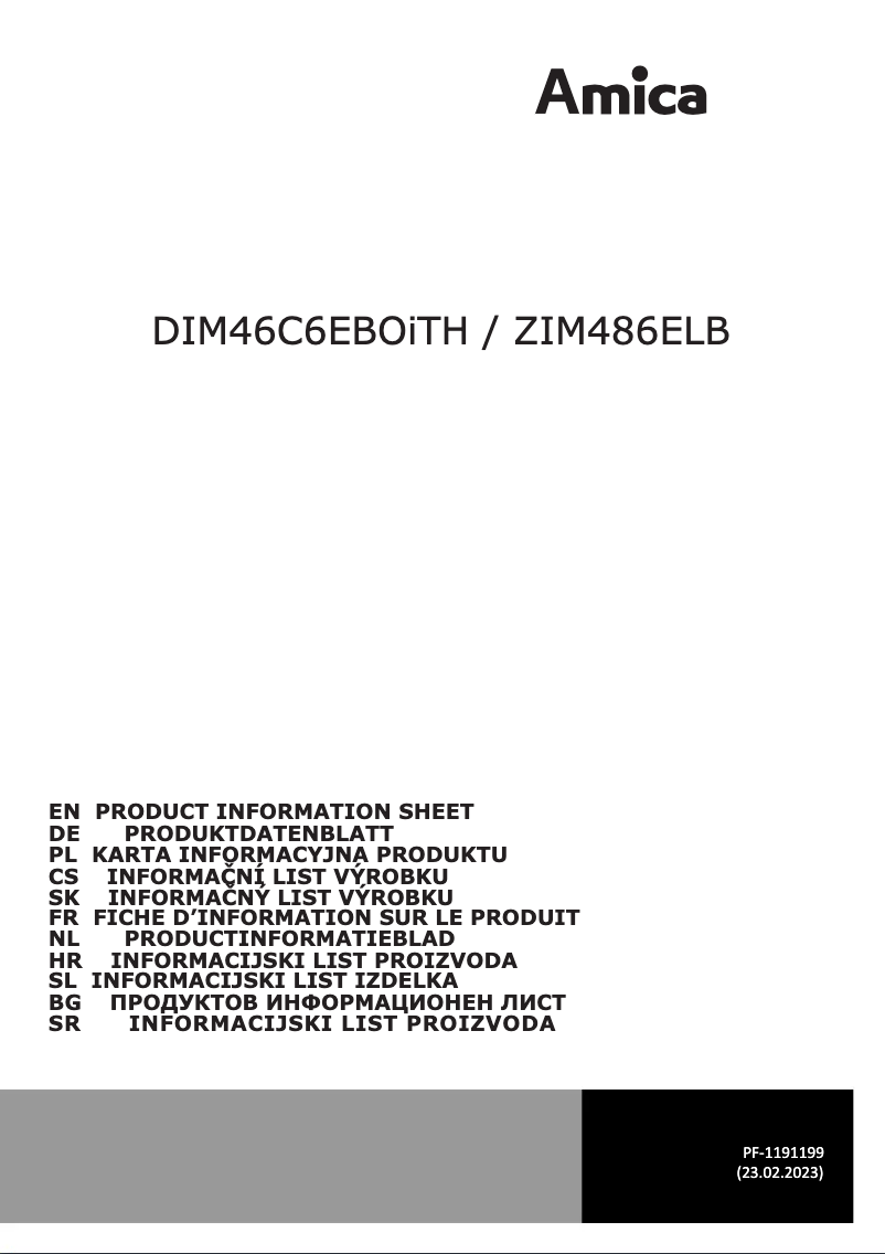 Página 1 del manual Ficha técnica Amica ZIM486ELB