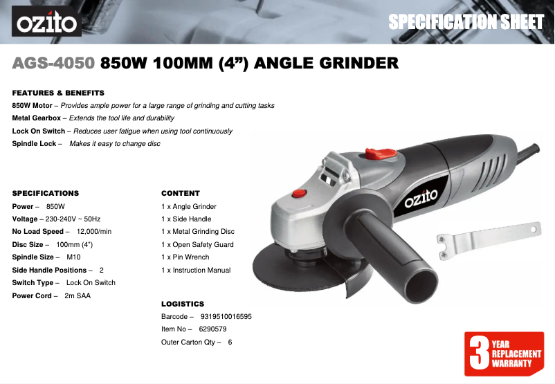 Imagen de la primera página del manual del dispositivo AGS-4050