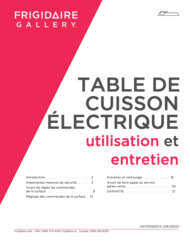 Page n°1 - Manuel utilisateur Frigidaire GCCE3670AS