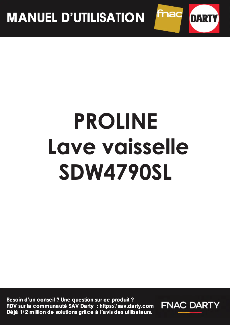 Page n°1 - Manuel utilisateur Proline SDW4790SL