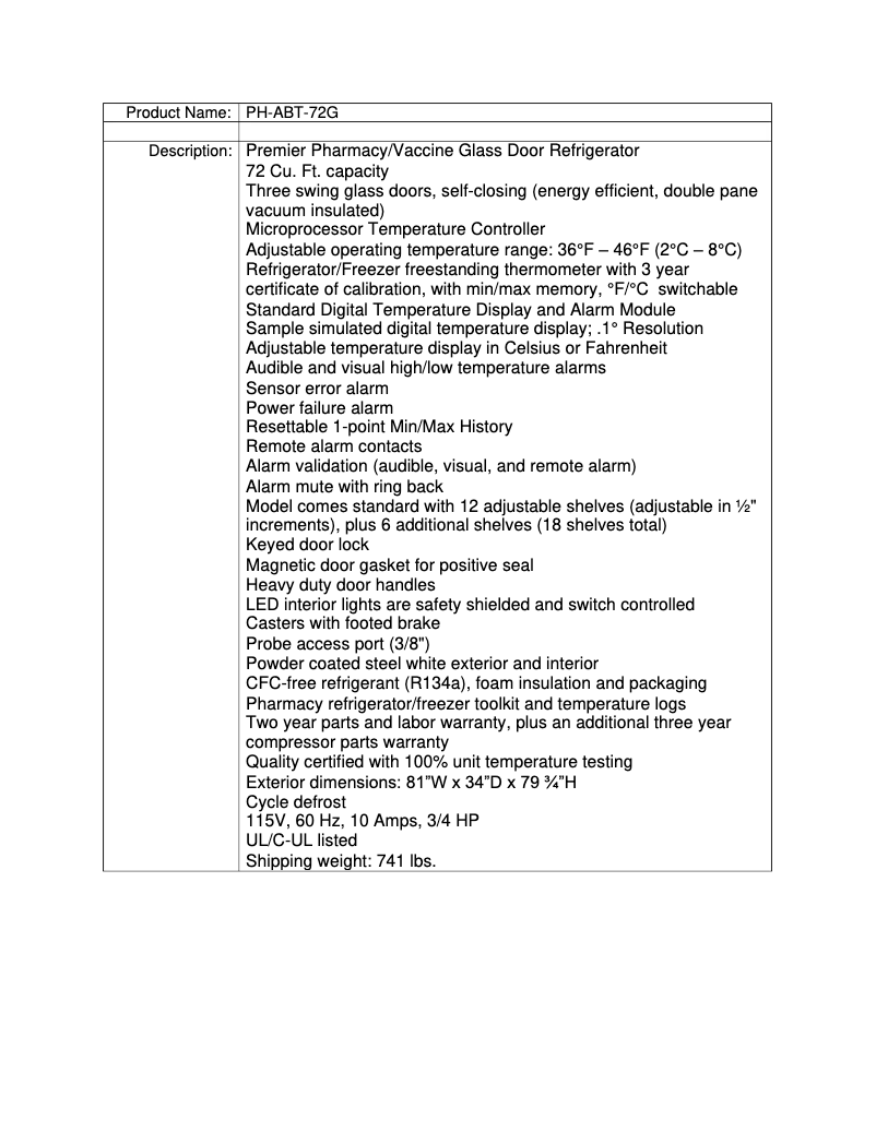 Page n°1 - Manuel utilisateur American BioTech Supply PH-ABT-72G