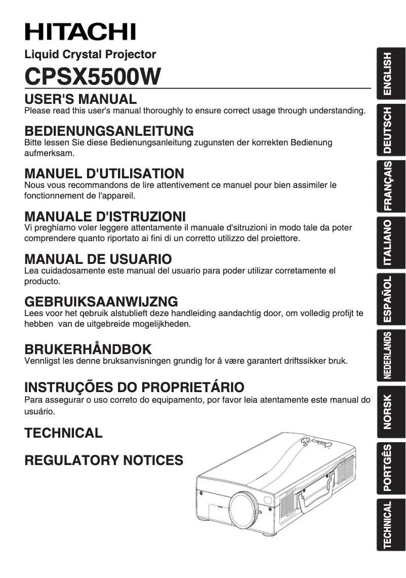 Página 1 del manual Manual de usuario Hitachi CP-SX5500W
