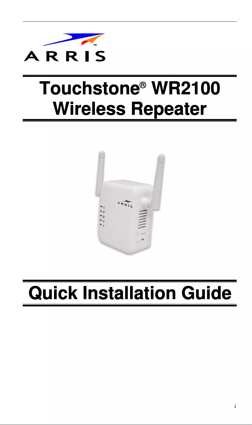 Page n°1 - Guide de démarrage rapide Arris Touchstone WR2100
