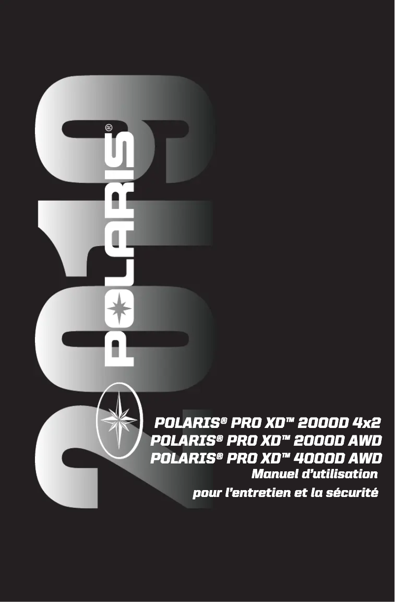 Page 1 de la notice Manuel utilisateur Polaris Pro XD 2000D AWD (2019)