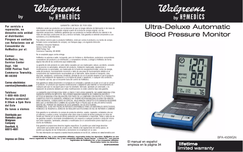 Page n°1 - Manuel utilisateur Homedics BPA-450WGN