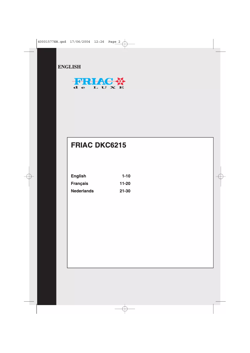 Image de la première page du manuel de l'appareil DKC 6215