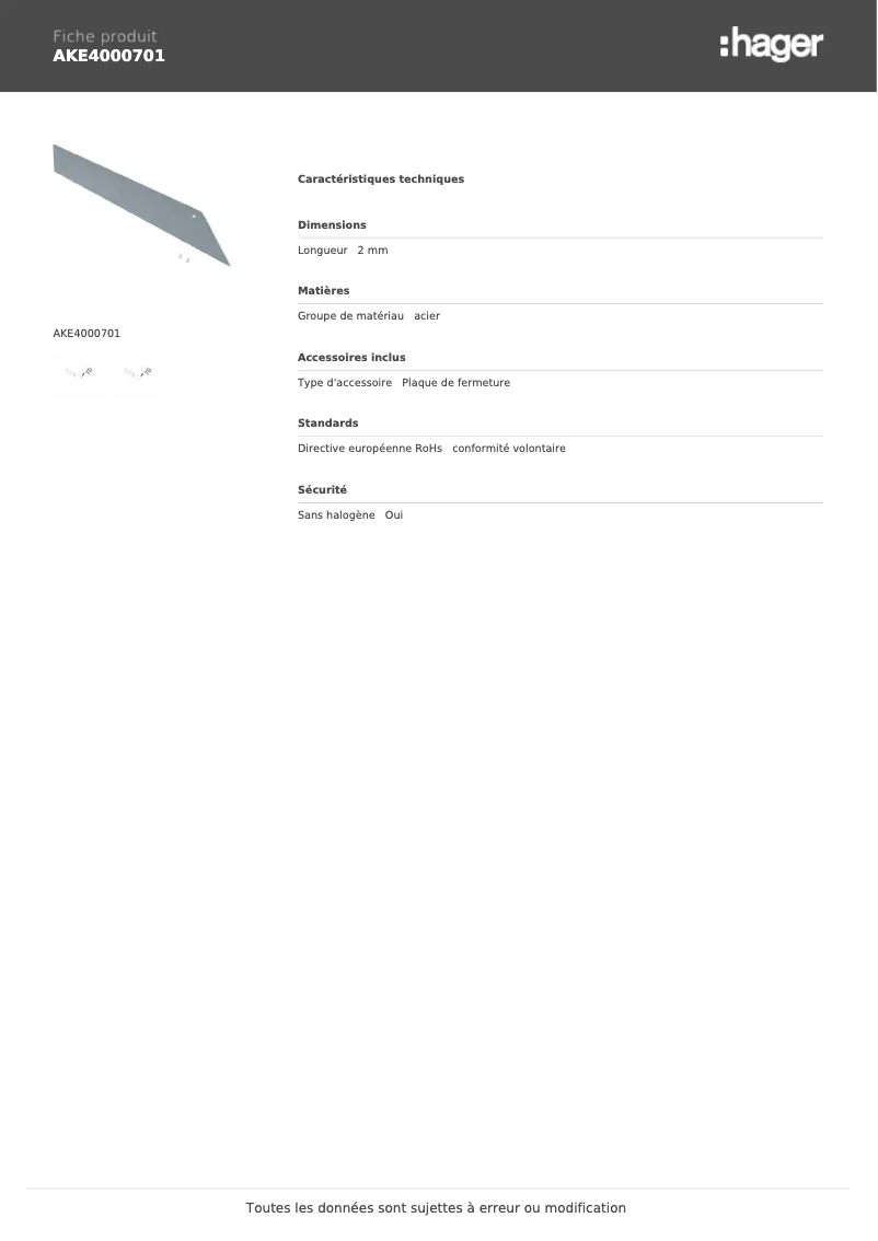 Image de la première page du manuel de l'appareil AKE4000701