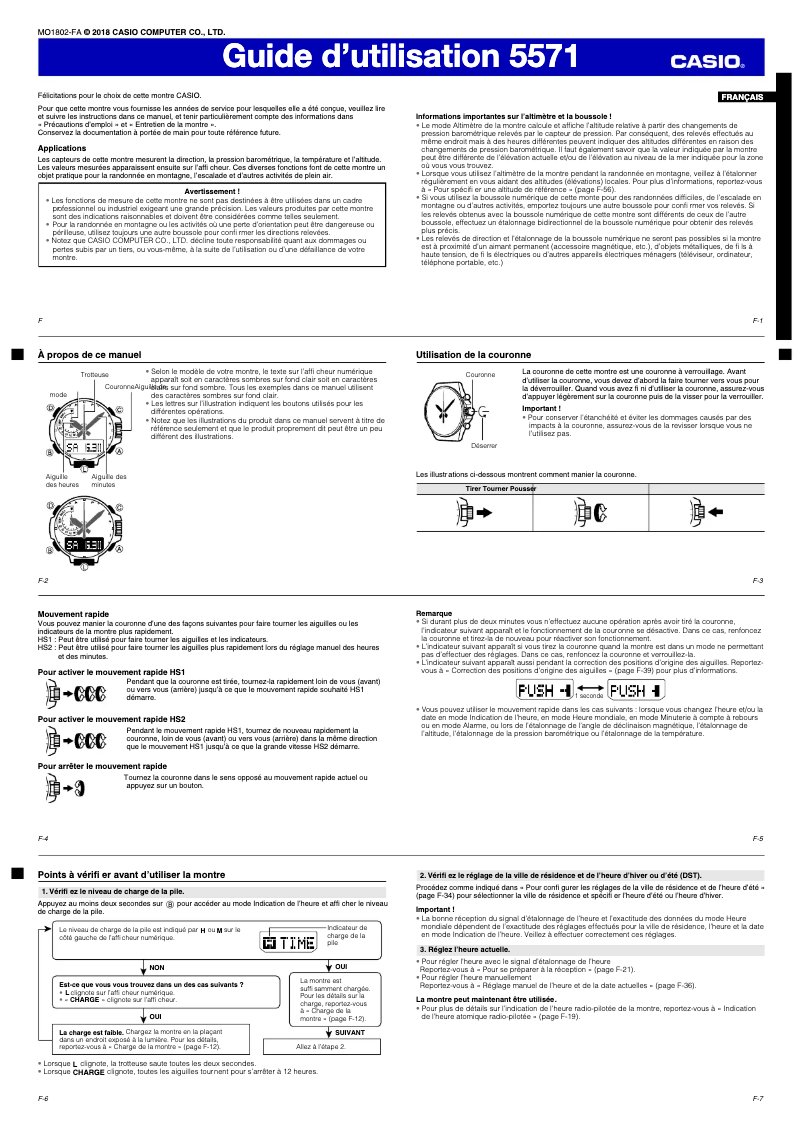 Page 1 de la notice Manuel utilisateur Casio PRW-6600Y-1ER