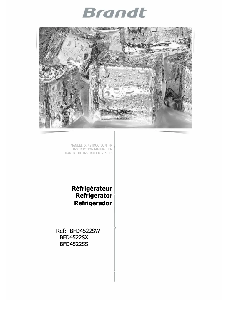 Page 1 de la notice Manuel utilisateur Brandt BFD4522SW