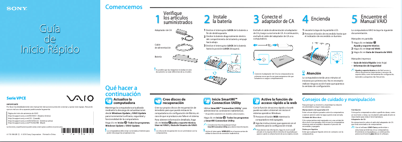 Page n°1 - Manuel utilisateur Sony Vaio VPCEB290L
