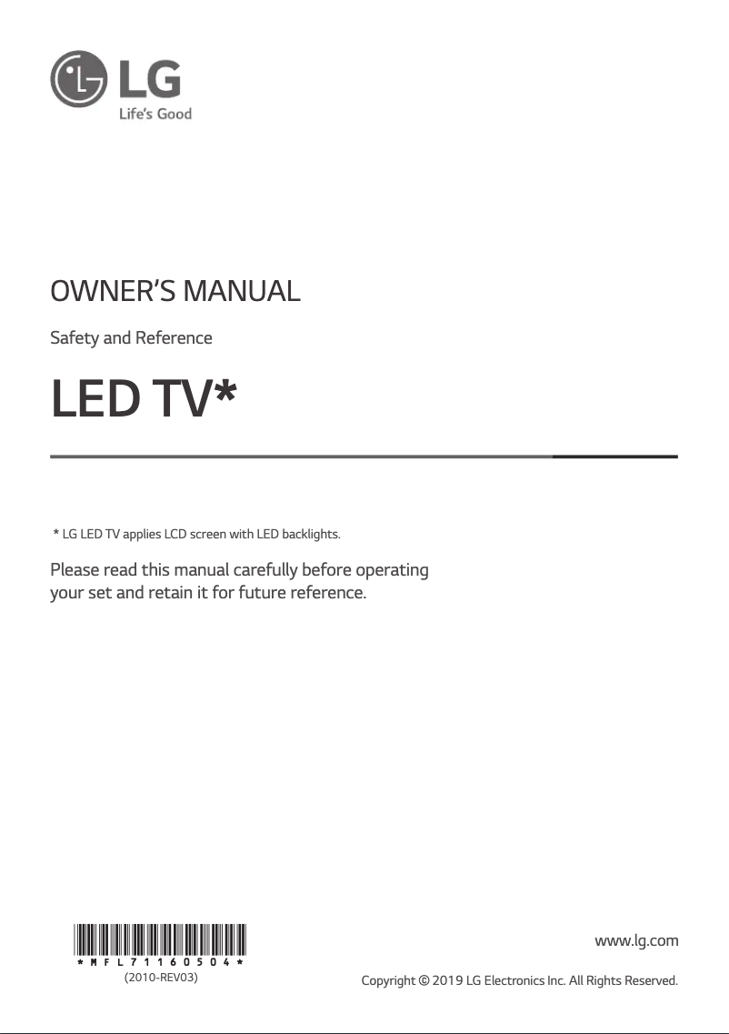 Page 1 de la notice Manuel utilisateur LG 55UM7095PVC