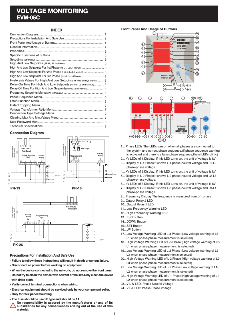 Image de la première page du manuel de l'appareil EVM-05C-DIN