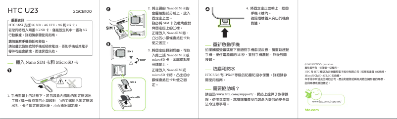 Page n°1 - Guide de démarrage rapide HTC U23