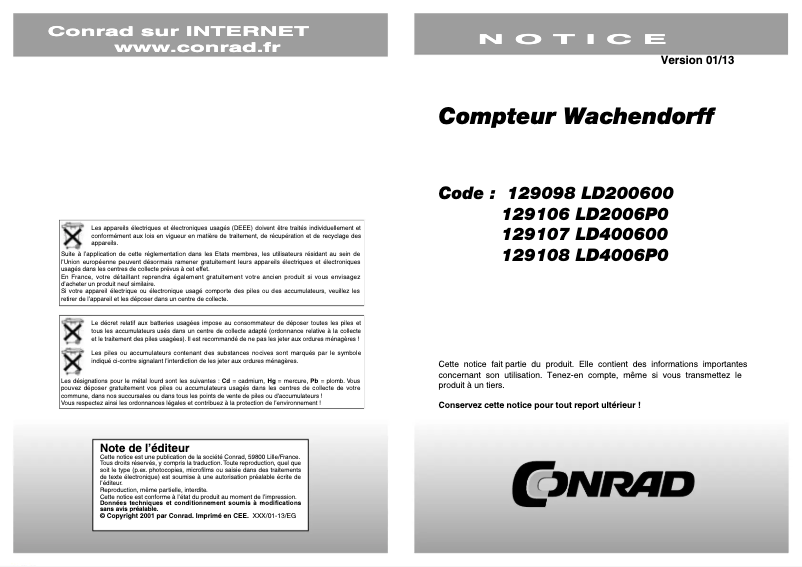 Imagen de la primera página del manual del dispositivo LD400600