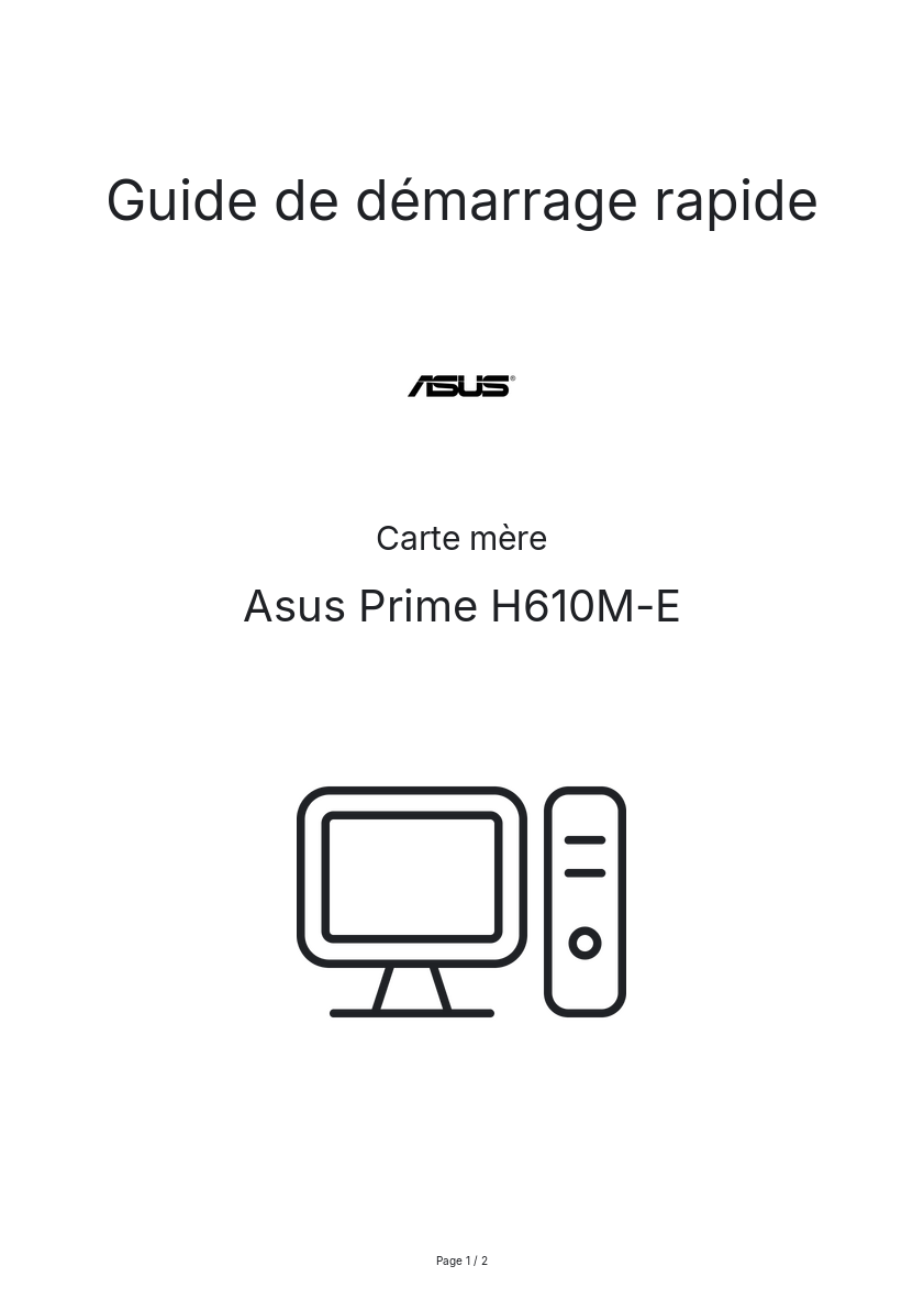 Page n°1 - Guide de démarrage rapide Asus Prime H610M-E