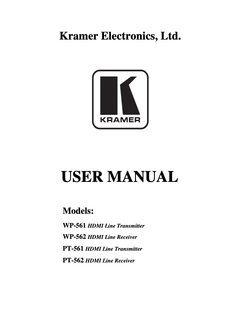 Page n°1 - Manuel utilisateur Kramer WP-561