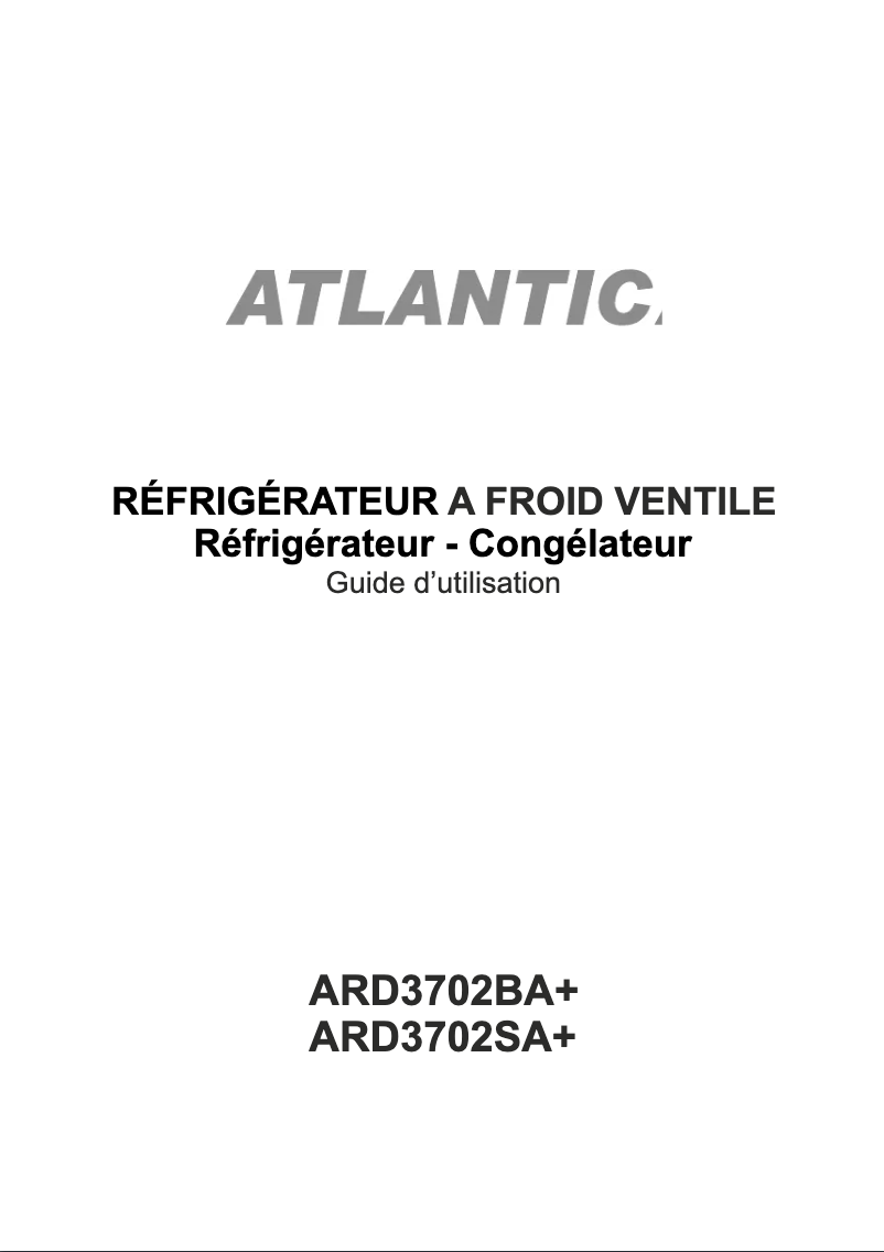 Image de la première page du manuel de l'appareil ARD3702SA+