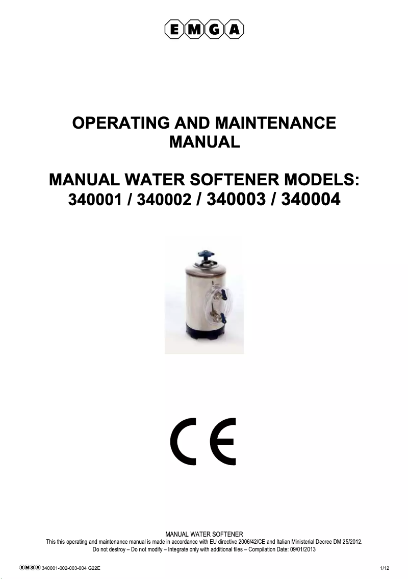 Page n°1 - Manuel utilisateur Emga 340004