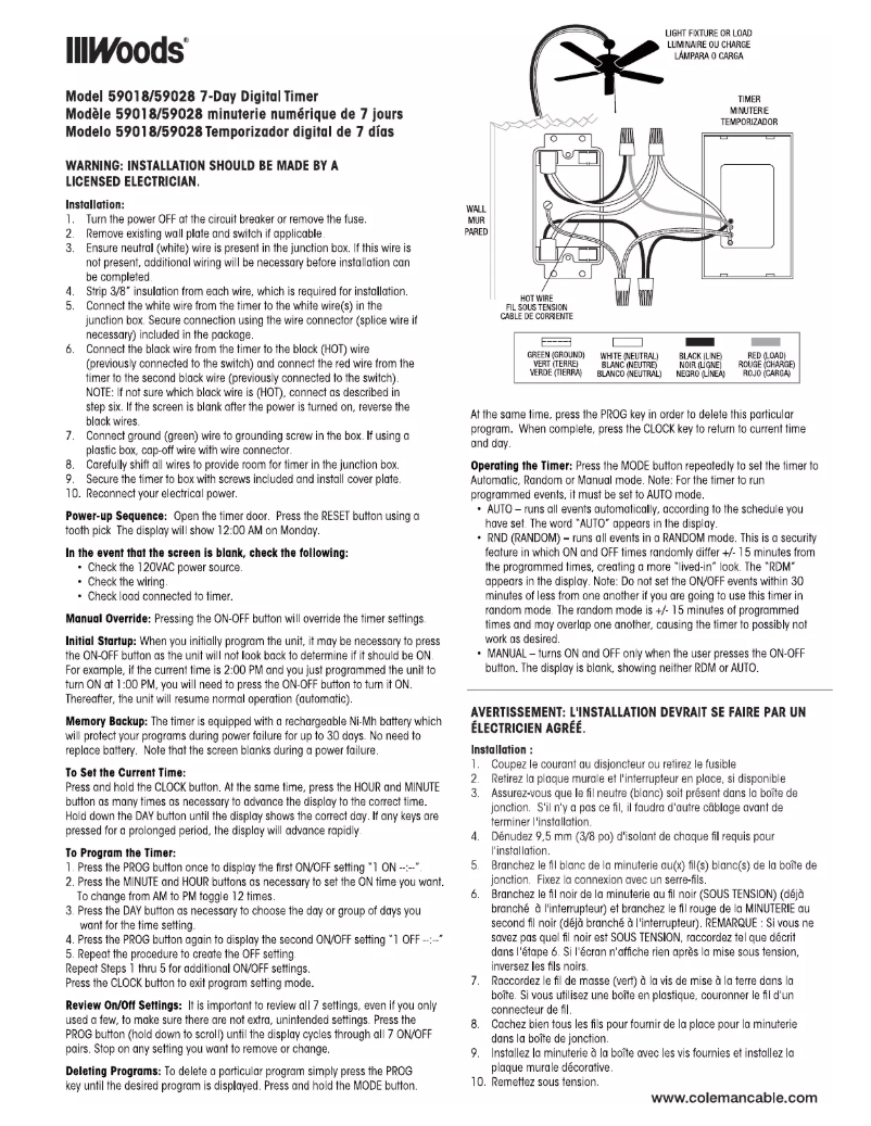 Page n°1 - Manuel utilisateur Coleman 59018