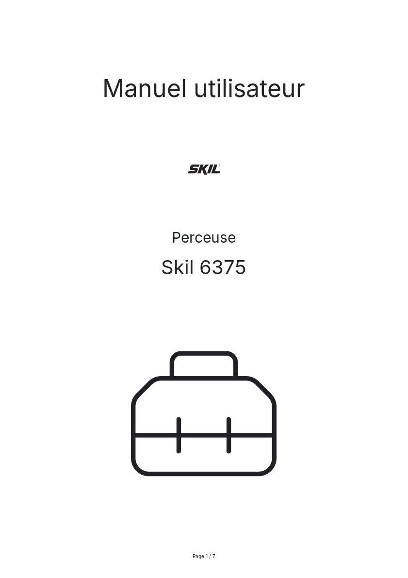 Page n°1 - Manuel utilisateur Skil 6375