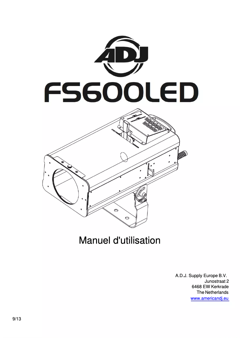 Page 1 of the manual User Manual Adj FS600LED Follow Spot LED