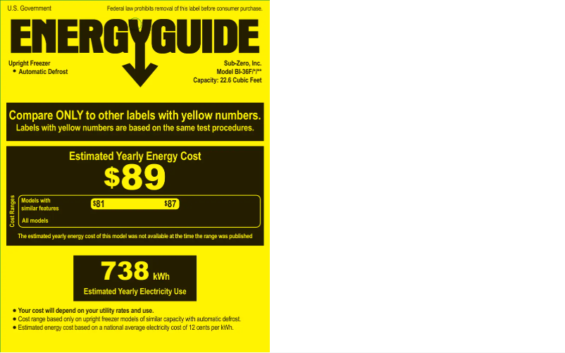 Page 1 de la notice Label énergétique Sub-Zero BI-36F/O