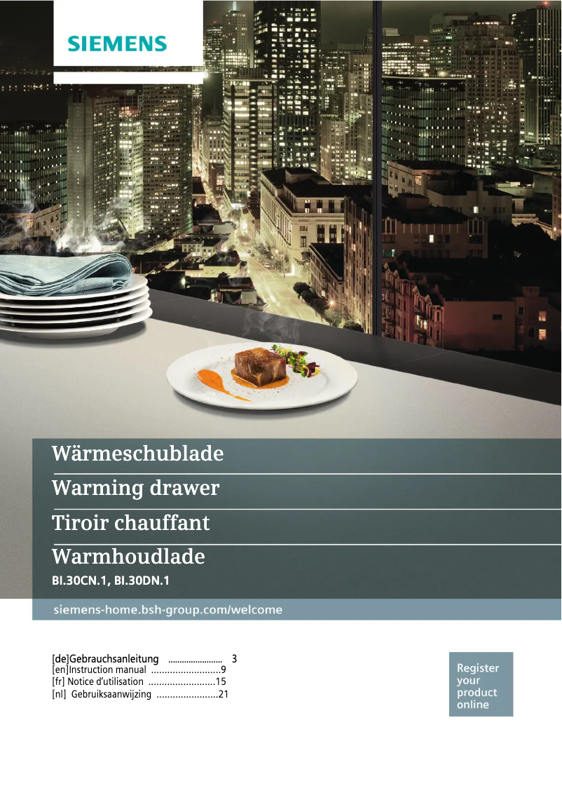 Page 1 de la notice Manuel d'utilisation et d'entretien Siemens BI830CNB1