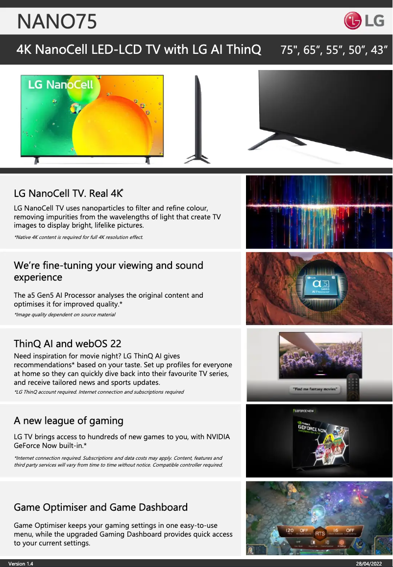 Image de la première page du manuel de l'appareil 65NANO75SQA