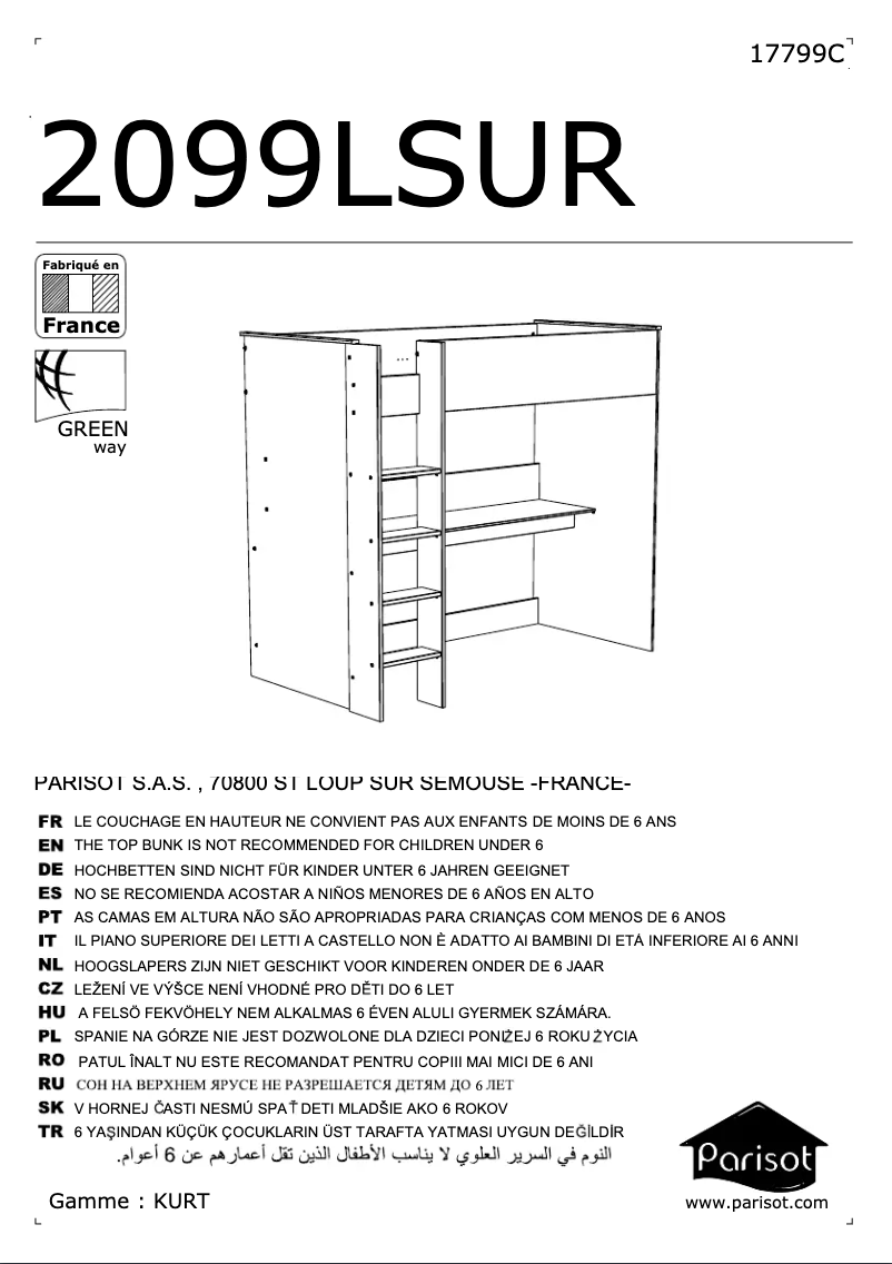 Page n°1 - Manuel utilisateur Parisot Kurt 2099LSUR
