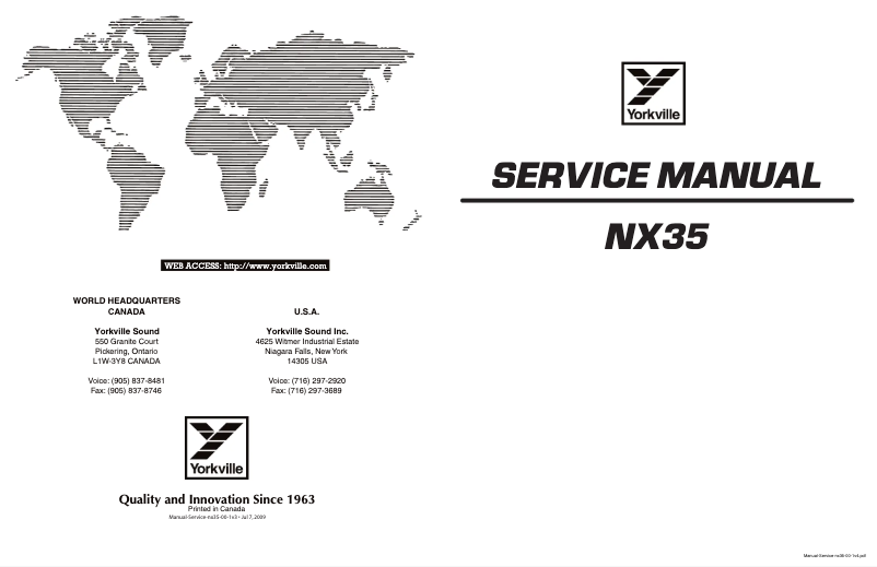 Page n°1 - Manuel utilisateur Yorkville NX35